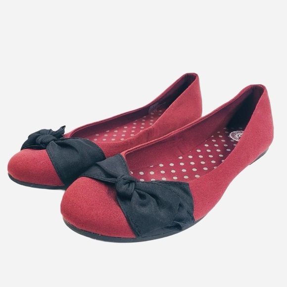 SO Authentic American Heritage Women’s Ballet Flats Size 9 Maroon w/ Black Bows - Picture 6 of 14